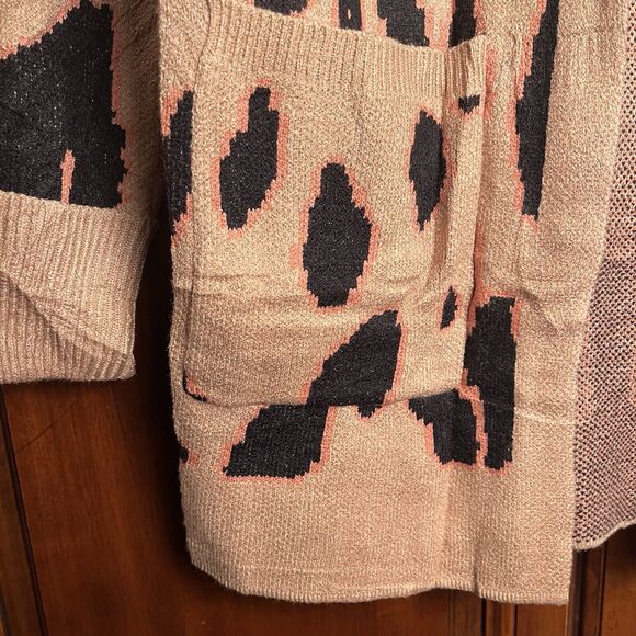 Zesica Leopard Knit Open Cardigan Sweater Women’s Small Oversized Long Sleeve - Picture 10 of 14